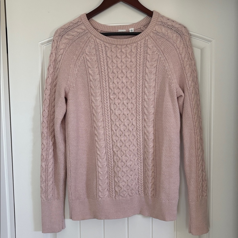 Vintage Gap‎ Cable Knit Fisherman Crewneck Sweater Dull Rose Pink Women’s Medium